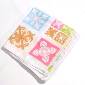 White Colorful Floral design Quilted Pattern Scarf 26x26 -inch - Good Condition